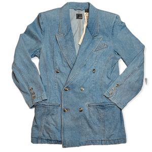 Liz Claiborne Lizwear vintage denim blazer with pockets, light wash, NWT, sz 6